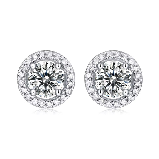 1CT 2CT Moissanite Diamond Ear Studs Earring Pass Diamond Test Moissanite Stud Earrings for Women Sterling Silver Jewelry