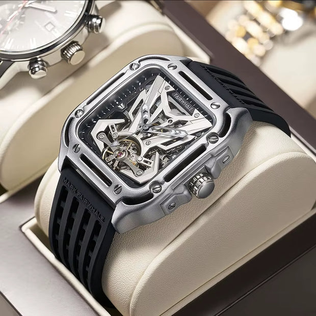 Mark  6530 Luxury Automatic Mechanical Watch for Mens Fashion Sports Waterproof Square Wrist Watches Men Clock Reloj