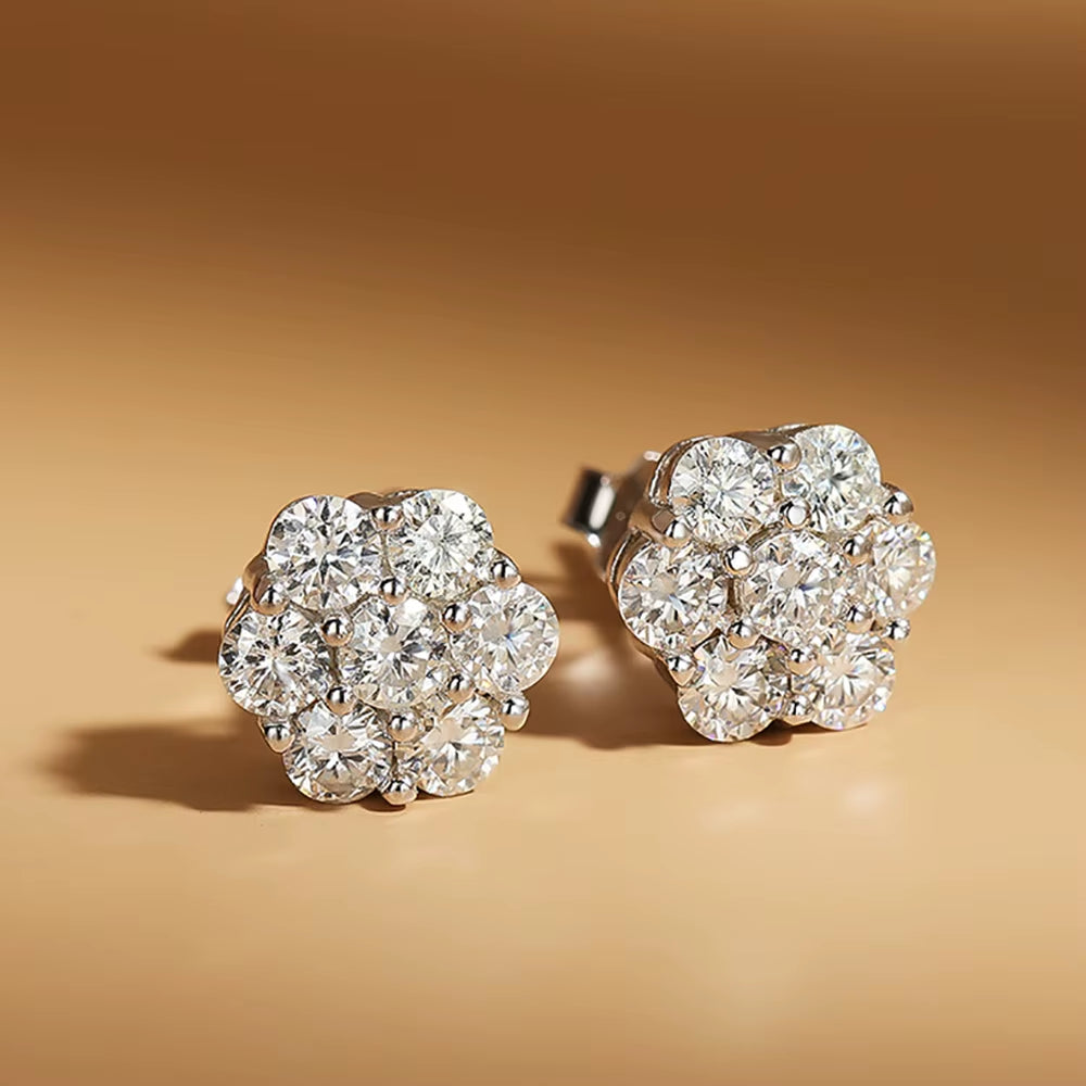 Serenity Moissanite Earrings S925 Sterling Silver Sparkling Stud 18K Plated 