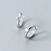 925 Sterling Silver Minimalist Geometric Zircon Hoop Earrings 