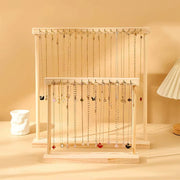 Jewelry Organizer Display Stand Wood Necklace Hanging Countertop Rack for Chains Earrings Bracelets 