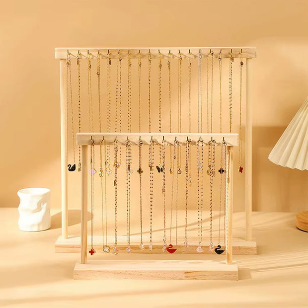 Jewelry Organizer Display Stand Wood Necklace Hanging Countertop Rack for Chains Earrings Bracelets 