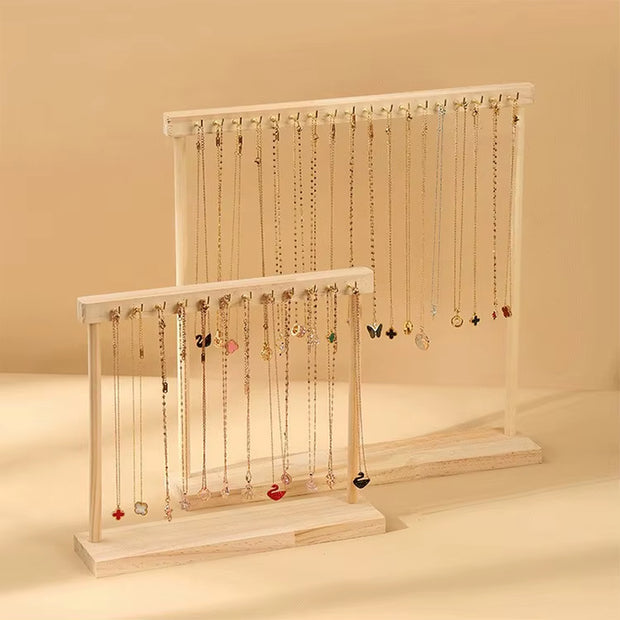 Jewelry Organizer Display Stand Wood Necklace Hanging Countertop Rack for Chains Earrings Bracelets 