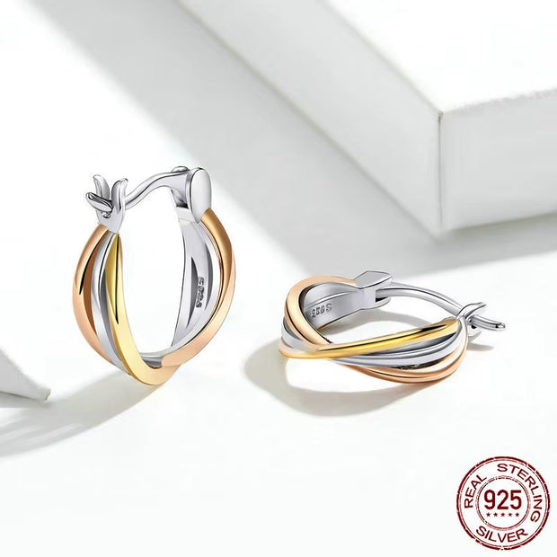 925 Sterling Silver Bicolor Earrings 