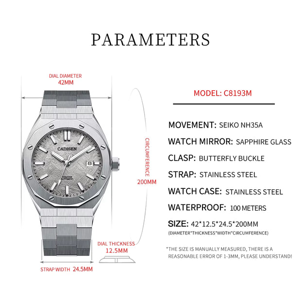 Automatic Mens Watches Fashion Top Brand Stainless Steel Japan NH35A Watch Men Mechanical Wristwatch Relogio Masculino