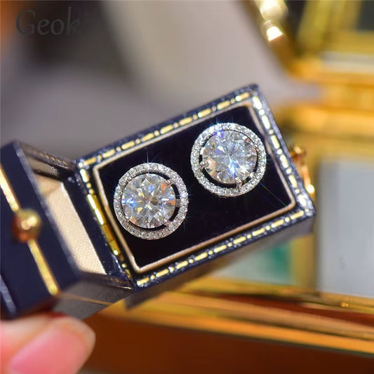 Silver 925 Original Total 6 Carat round Brilliant Cut Diamond Test past D Color Moissanite Stud Earrings Women Gemstone Jewelry