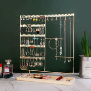 Multifunctional Earring Necklace Ring Storage Rack Detachable Wooden Bottom 