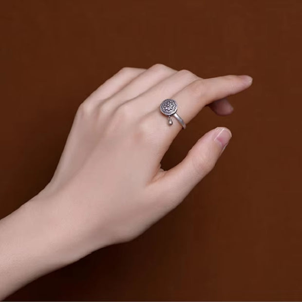 S925 Sterling Silve Tibetan Prayer Wheel Ring