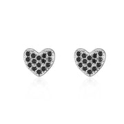 925 Sterling Silver Hearts Stud Earrings with Cubic Zirconia 