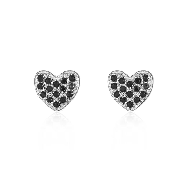 925 Sterling Silver Hearts Stud Earrings with Cubic Zirconia 