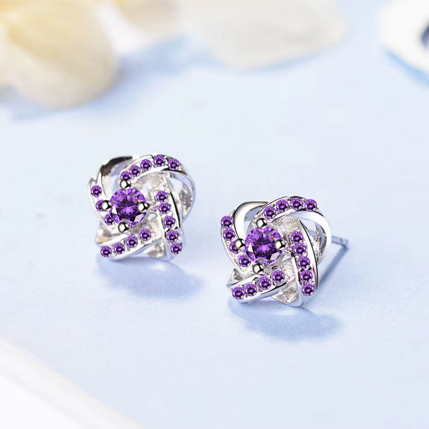 925 Sterling Silver Zirconia Eternal Heart Twist Earrings 