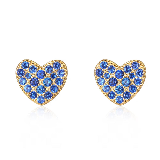 925 Sterling Silver Hearts Stud Earrings with Cubic Zirconia 