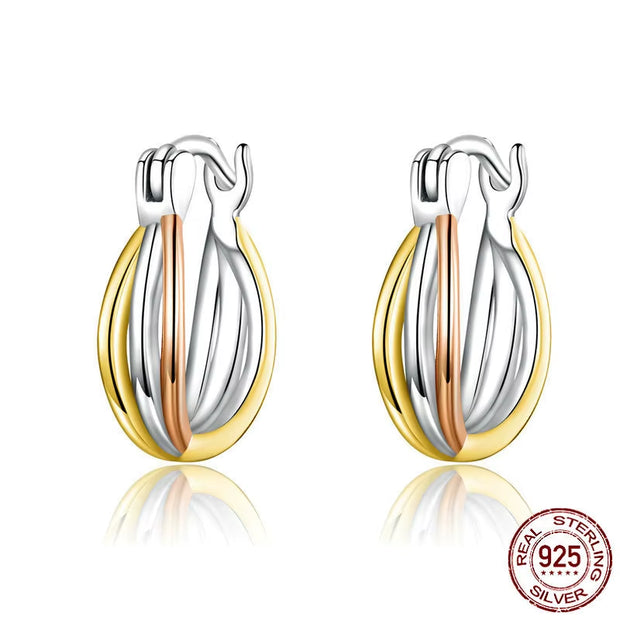 925 Sterling Silver Bicolor Earrings 