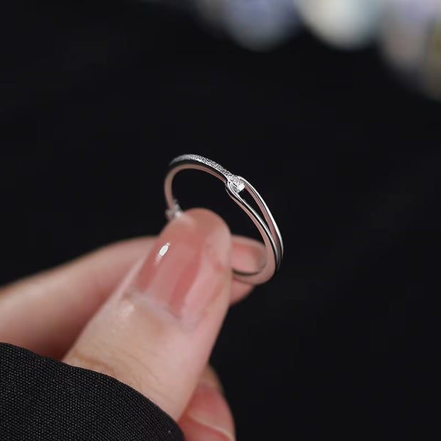 925 Sterling Silver Line Adjustable Ring 