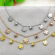 Flowers and Bell Anklet Titanium Steel Gold Color 