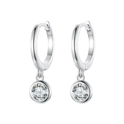 925 Sterling Silver Clear CZ Waterdrop Hoop Earrings 14K Gold Plated 