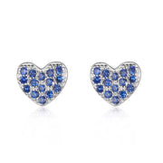 925 Sterling Silver Hearts Stud Earrings with Cubic Zirconia 