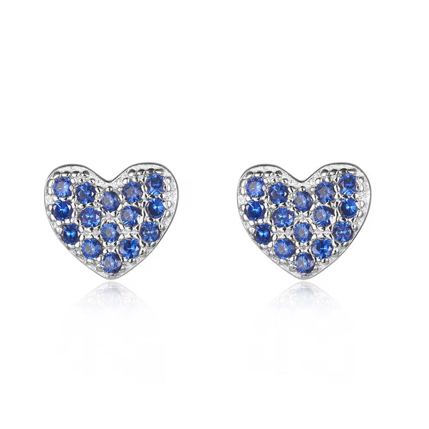 925 Sterling Silver Hearts Stud Earrings with Cubic Zirconia 