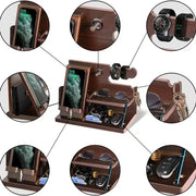 Multifunctional Wooden Storage Racks Watches Jewelry Glasses Phone Holder Keys 