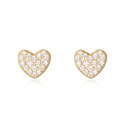 925 Sterling Silver Hearts Stud Earrings with Cubic Zirconia 