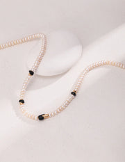 Enchanting Sterling Silver Black Droplet Glaze Pearl Necklace