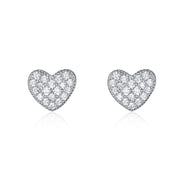 925 Sterling Silver Hearts Stud Earrings with Cubic Zirconia 