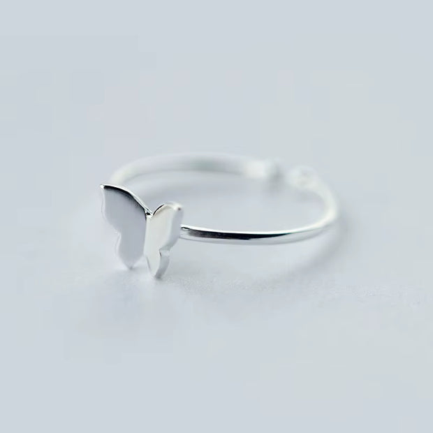 925 Sterling Silver Butterfly Adjustable Ring