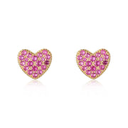 925 Sterling Silver Hearts Stud Earrings with Cubic Zirconia 