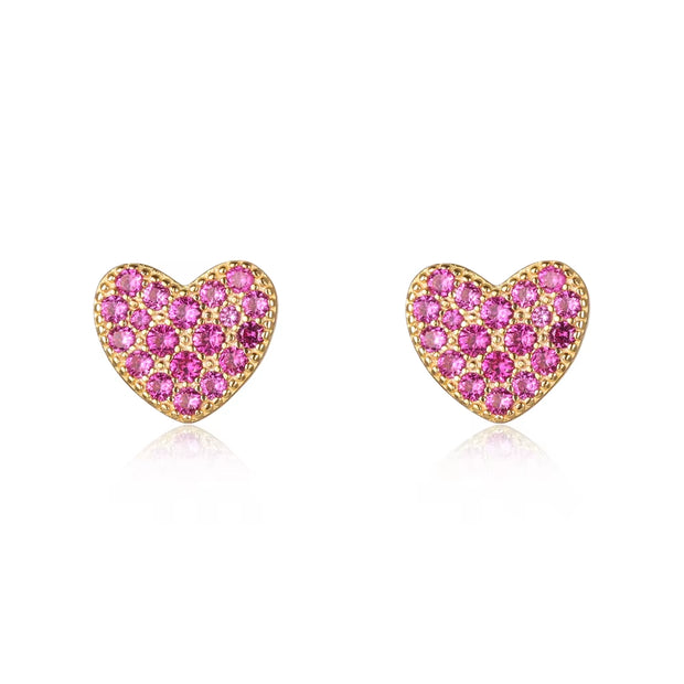 925 Sterling Silver Hearts Stud Earrings with Cubic Zirconia 