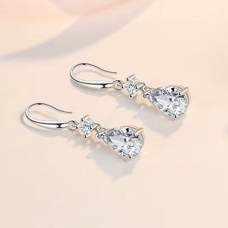 925 Sterling Silver Water Drop Long Dangle Earrings