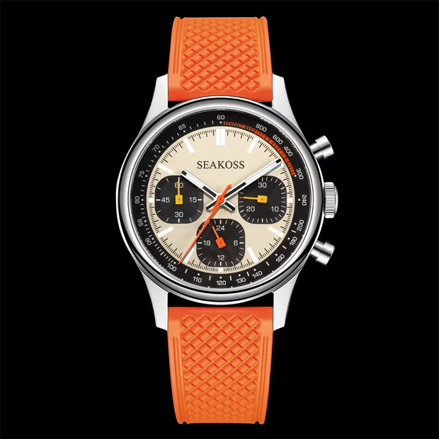 40Mm 1963 Chronograph Mechanical Watch for Men ST1903 Movement Super Luminous Sapphire Silicone Pilot Wristwatch