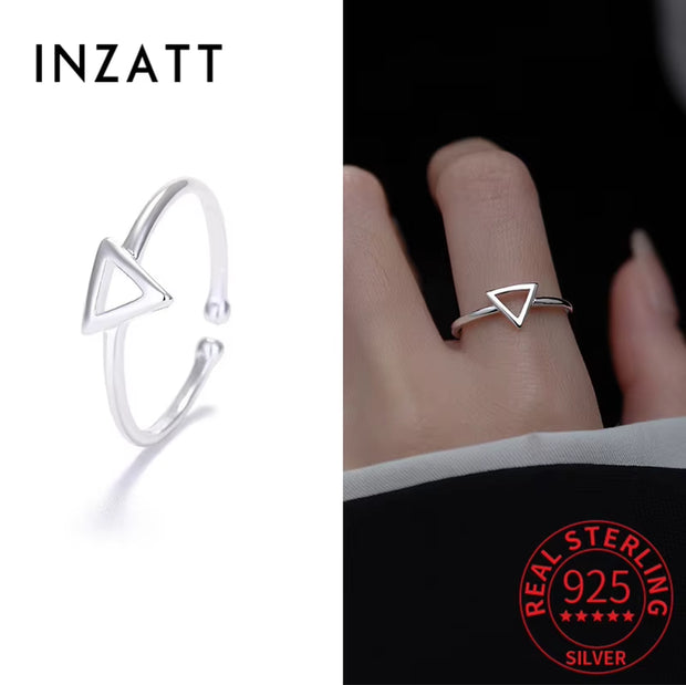 925 Sterling Silver Hollow Triangle Opening Ring