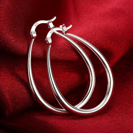 925 Sterling Silver Smooth Circle 41Mm Hoop Earrings for Women Lady Gift Fashion Charm High Quality Wedding Jewelry