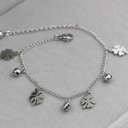 Flowers and Bell Anklet Titanium Steel Gold Color 