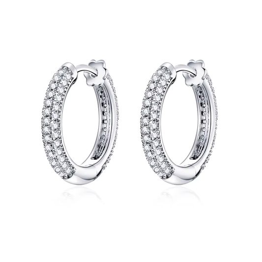 925 Sterling Silver Ear Hoops Luxury Ear Buckles Pave Setting Zircon for Women